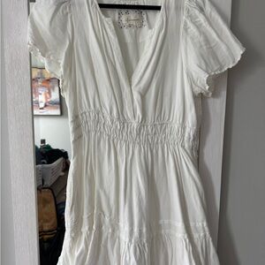 Anthropologie White Blouse with Polka Dot Detail